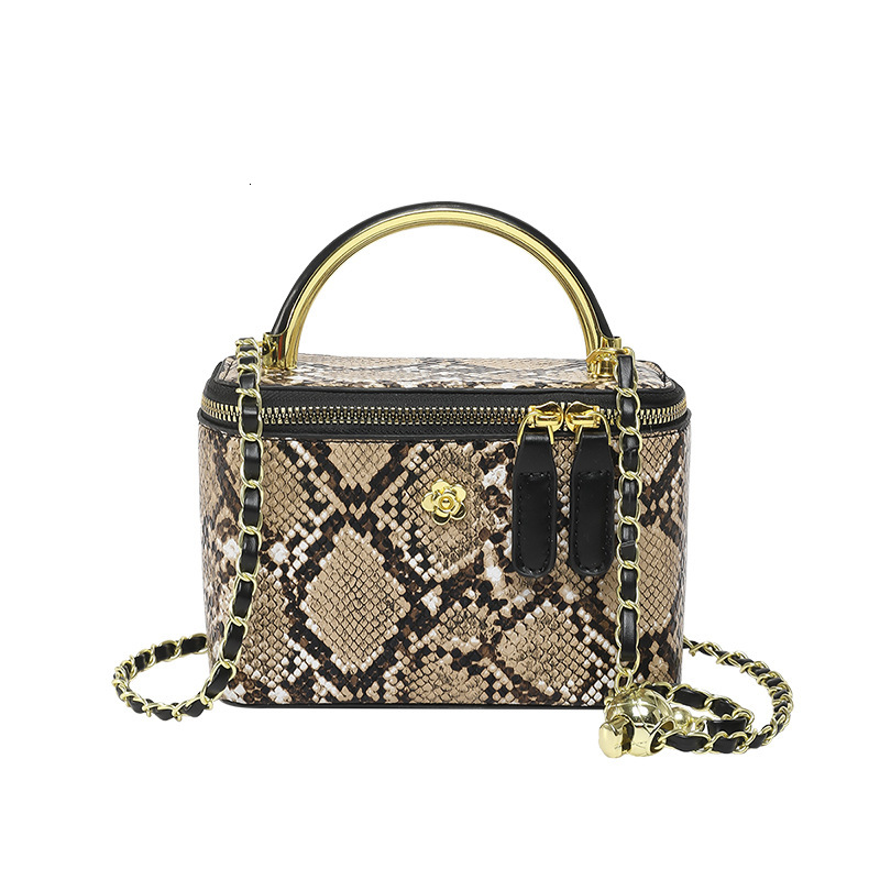 Luxury Brand Designer Bag 2025 New Fashionable Snake Skin Pattern Women's Bag Trendy Luxury Pearl Handheld Popular Single Shoulder Diagonal Span