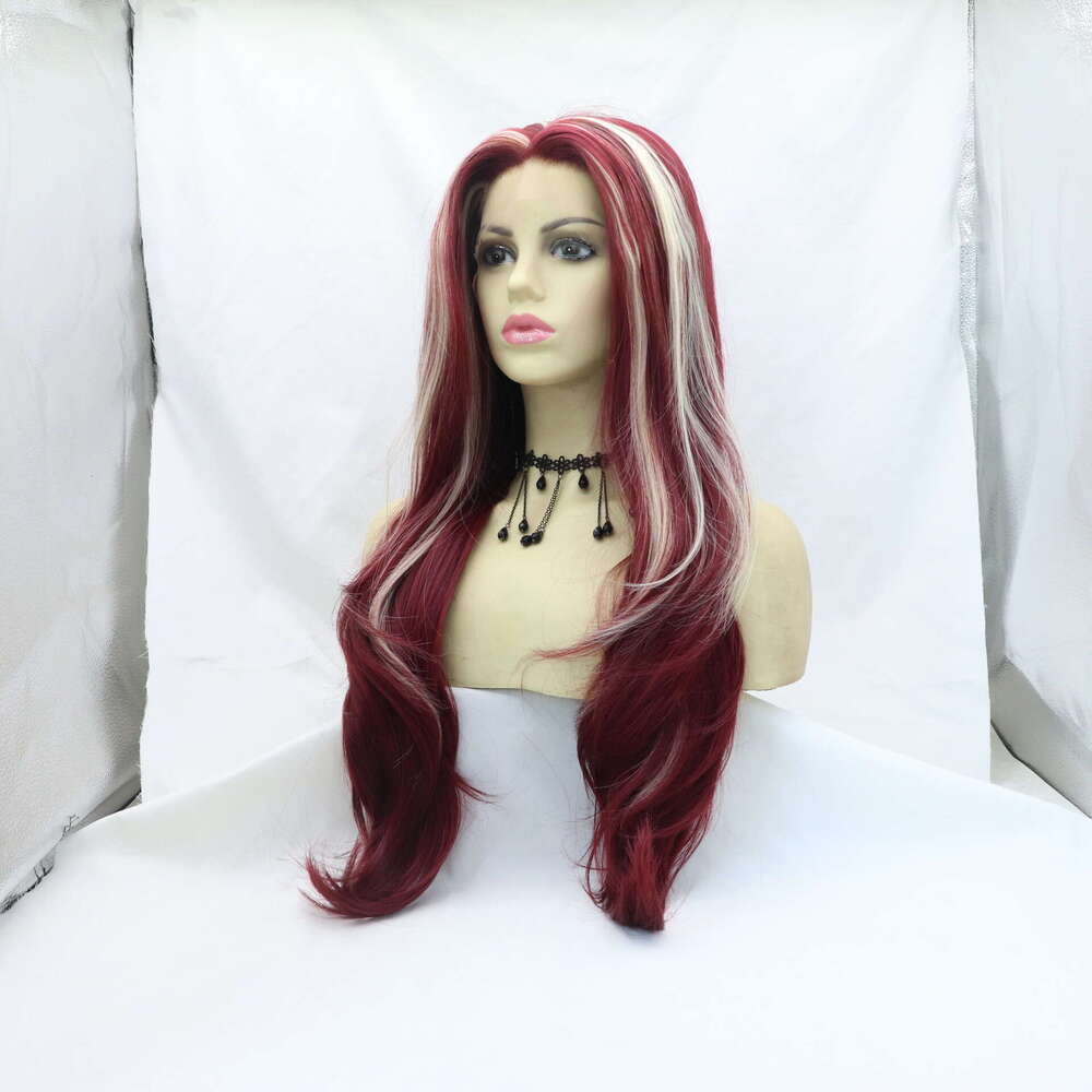 Mermaid Princess Red Middle Part Big Waves Synthetic High-Temperature Fiber Long Curly Hair