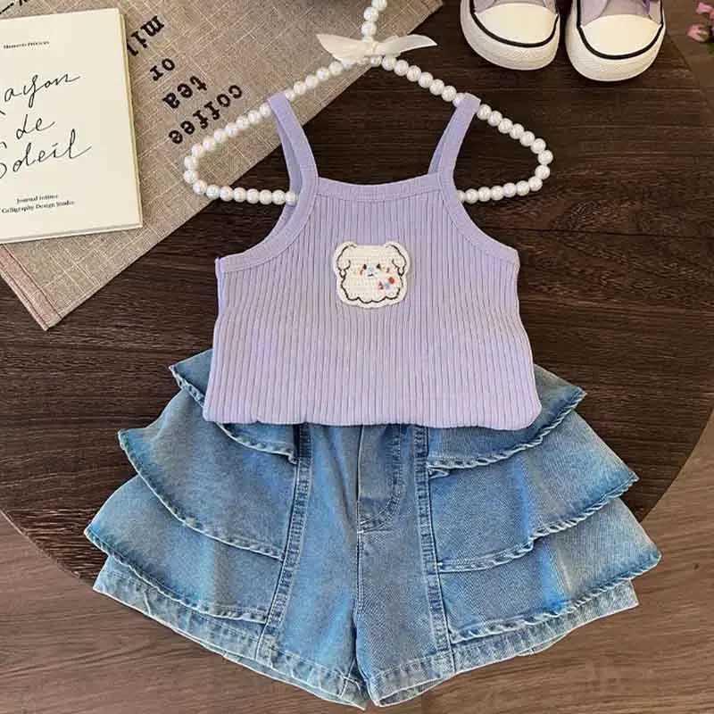 Baby Girls T-shirts for Kids Summer Sleeveless Knitted Tops Vest Outfits Girls Cute Halter Tops Tees Children Clothing 1-12 Years X250528