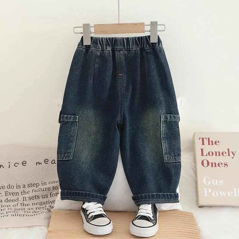 Fashion Spring Kids Jeans Boys Girls Black Children Casual Denim Pants Toddler High Quality 1 2 3 4 5 Years 250528