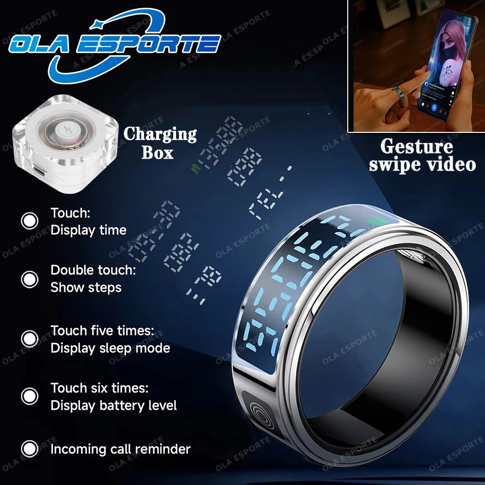 5ATM Waterproof Smart Ring Support Display Screen Gesture Operated Camera Video Health Monitor For Smartring 250519