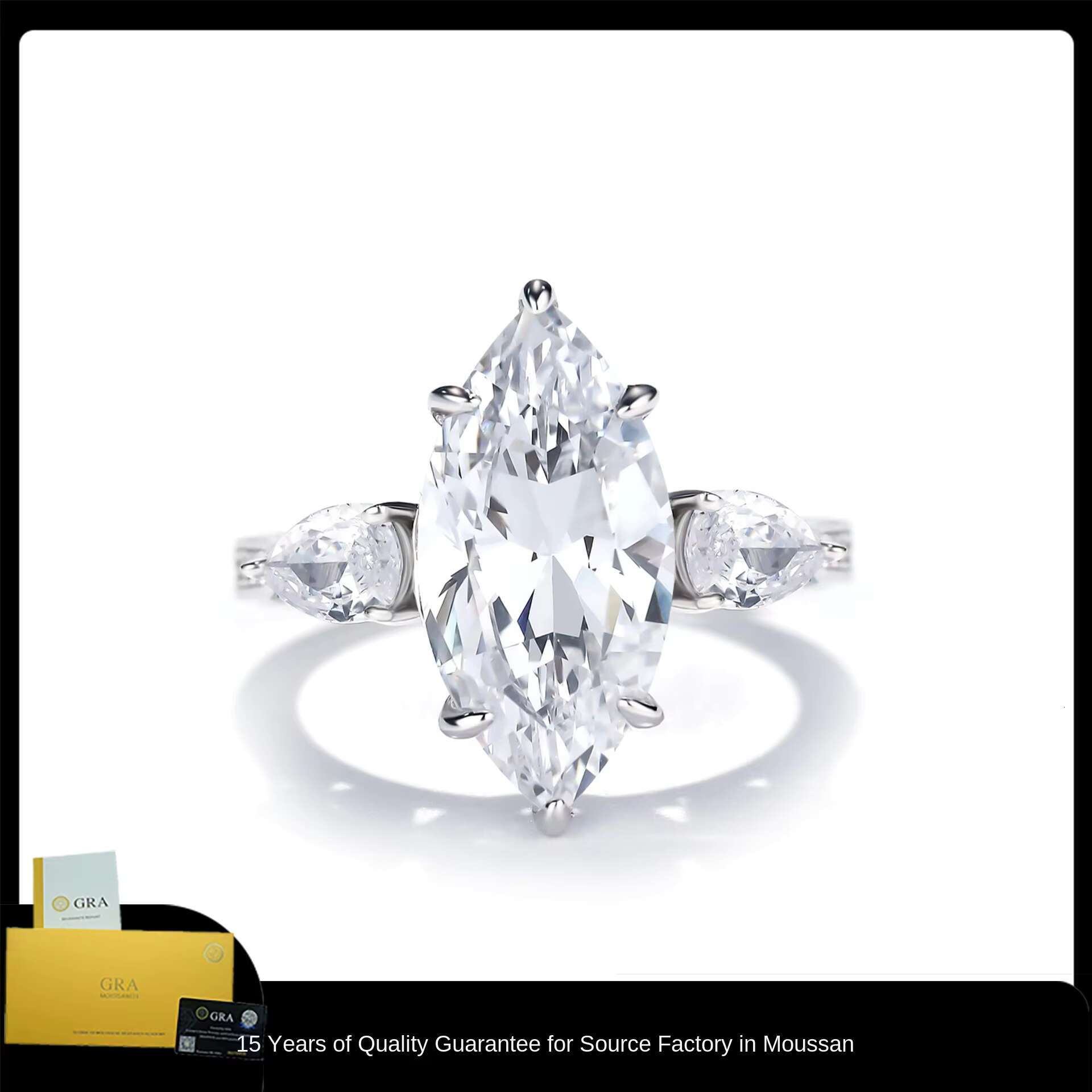 8 Adodo Wholesale Accessories Women Jewelry 5Carat Horse Eye Moissanite S925 Sterling Silver Marquis Cut Moissanite Ring