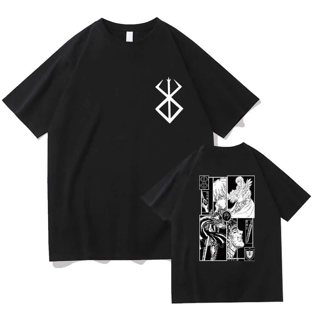 Men's T-Shirts 2025 Men Women T-Shirt Anime Guts Griffith T Shirt Harajuku Funny Berserk Print T-Shirt Clothes Hip Hop Tops Tees Summer Tops T230