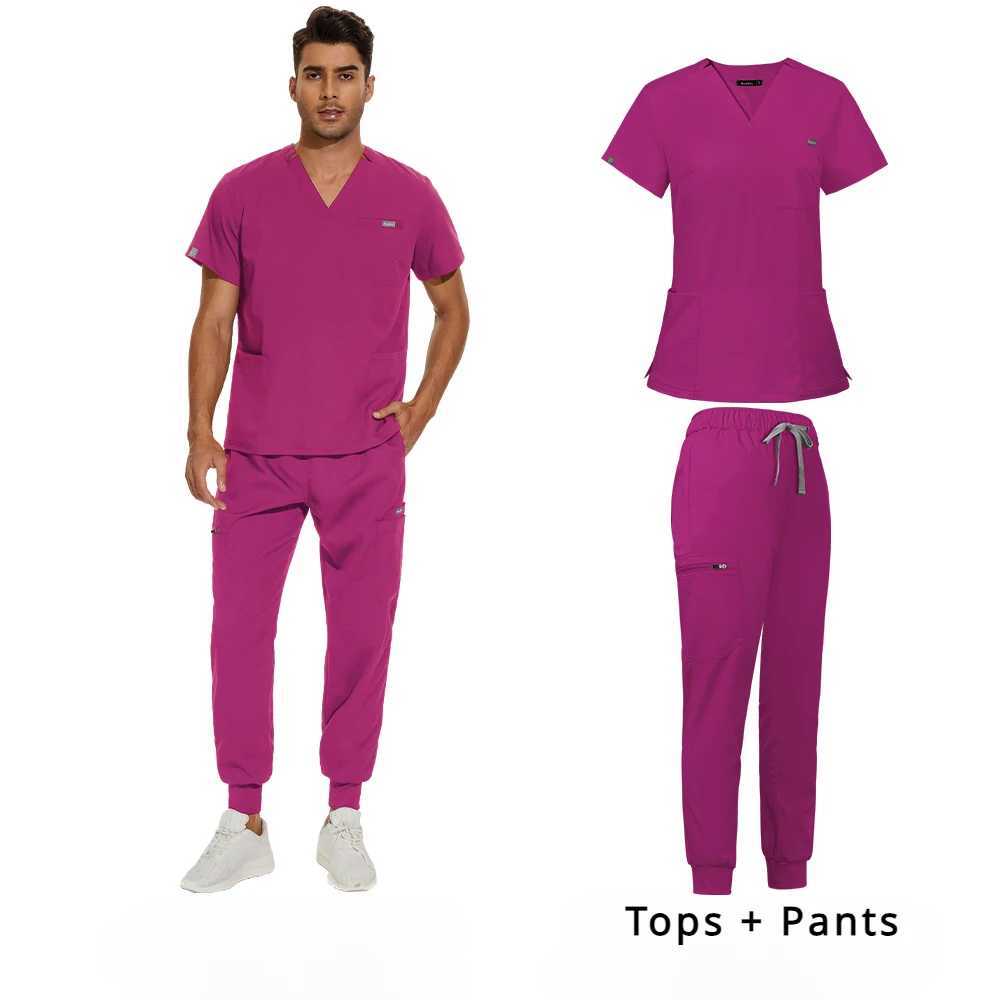 Mens Scrubs Medical Uniform Lab Set Male Clinic Hospital Doctor Overalls V-neck Fashion Scrub Pharmacy Nurse Clothes X250528