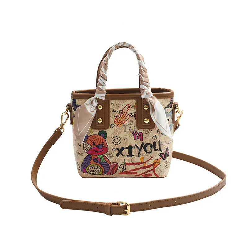 Shoulder Bag Crossbody se Designer New women's painted graffiti fashion hand basket artistic texture crossbody bag 2025 Free shipping