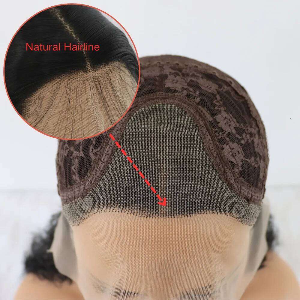 Wave Frontal 13X4 Deep for Black Women Curly Synthetic Front Wig Glueless Lace Wigs
