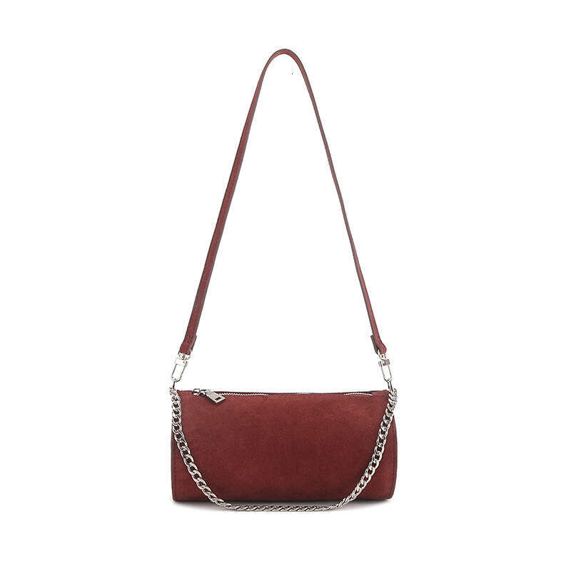 for Women New Genuine Leather Matte Round Barrel Shoulder Fashion Simple Underarm Bag High-end Niche Handbag