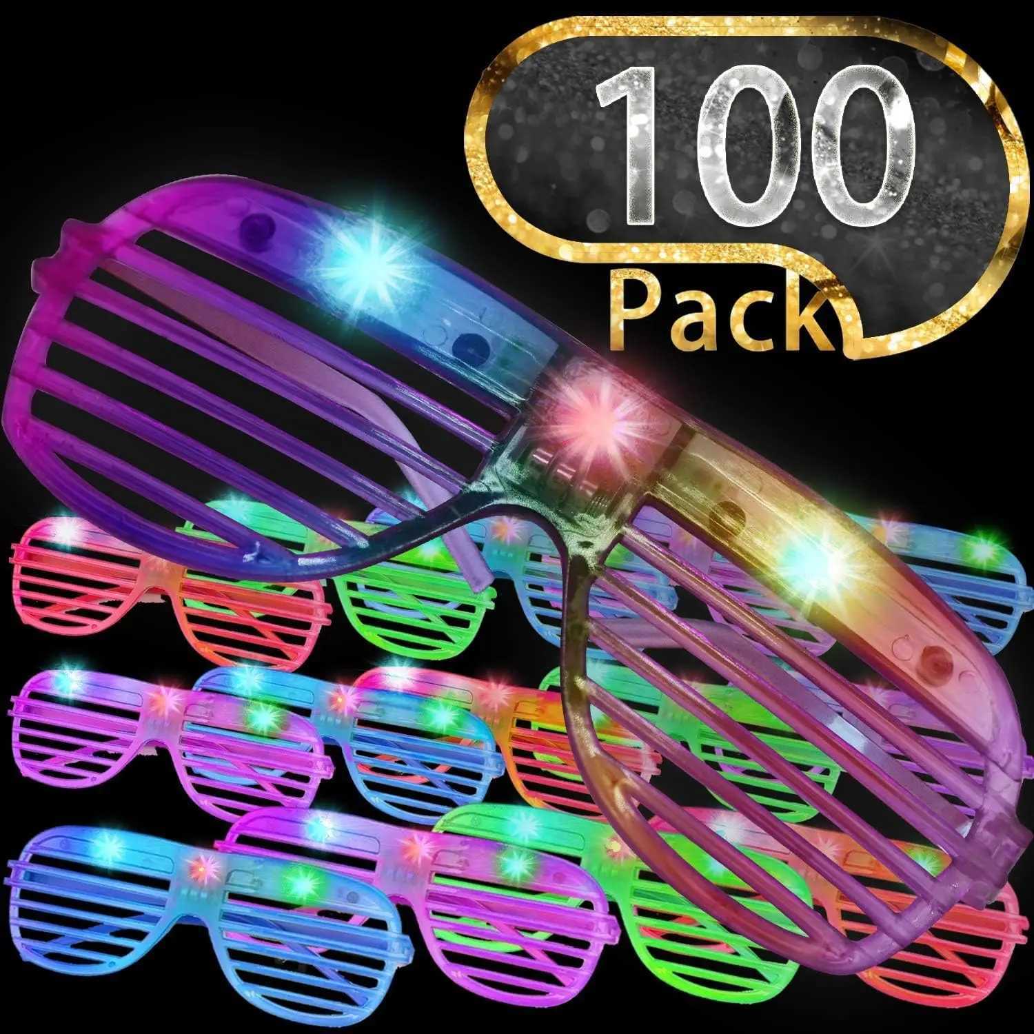 100-Pack Glow Sticks Glasses LED Sunglasses Glow in the Dark Party Favors for Concert Birthday Graduation Fiesta Pool W250528
