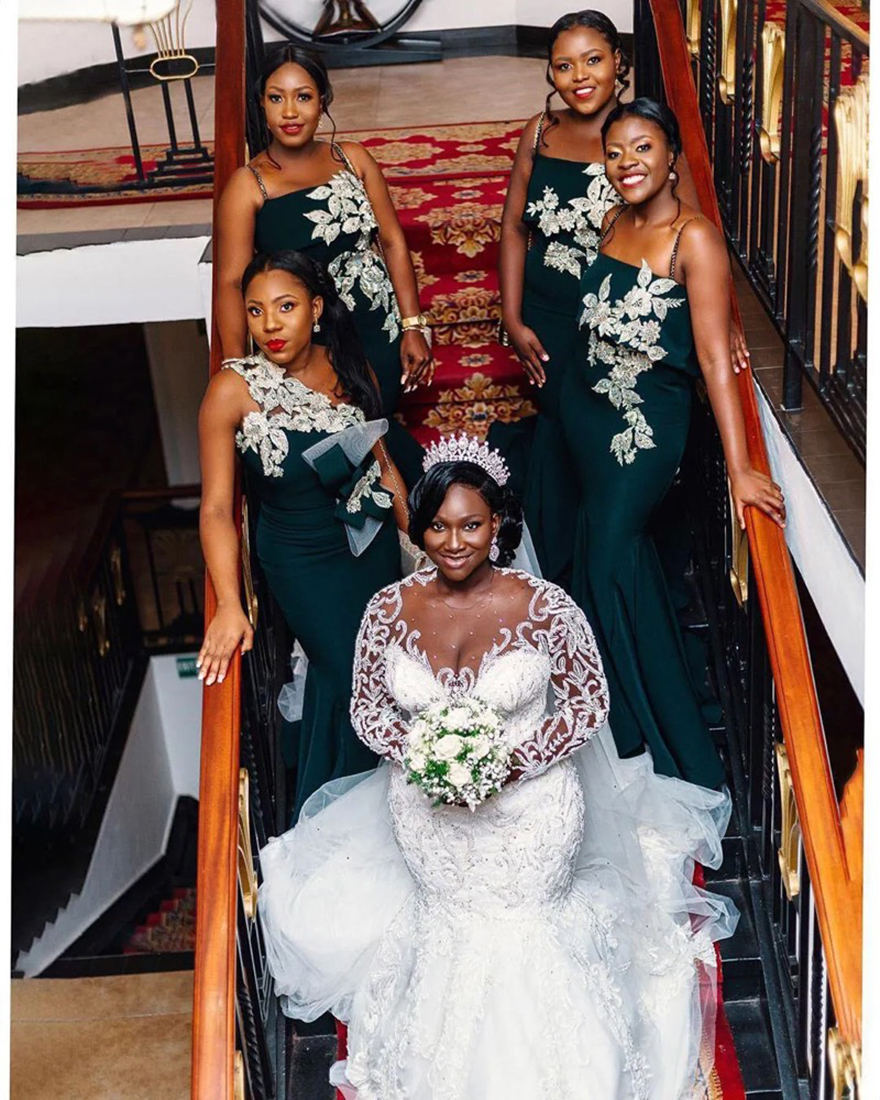 plus size mermaid wedding dresses long sleeve beaded crystal lace appliqued bridal gowns sweep train robe de marie