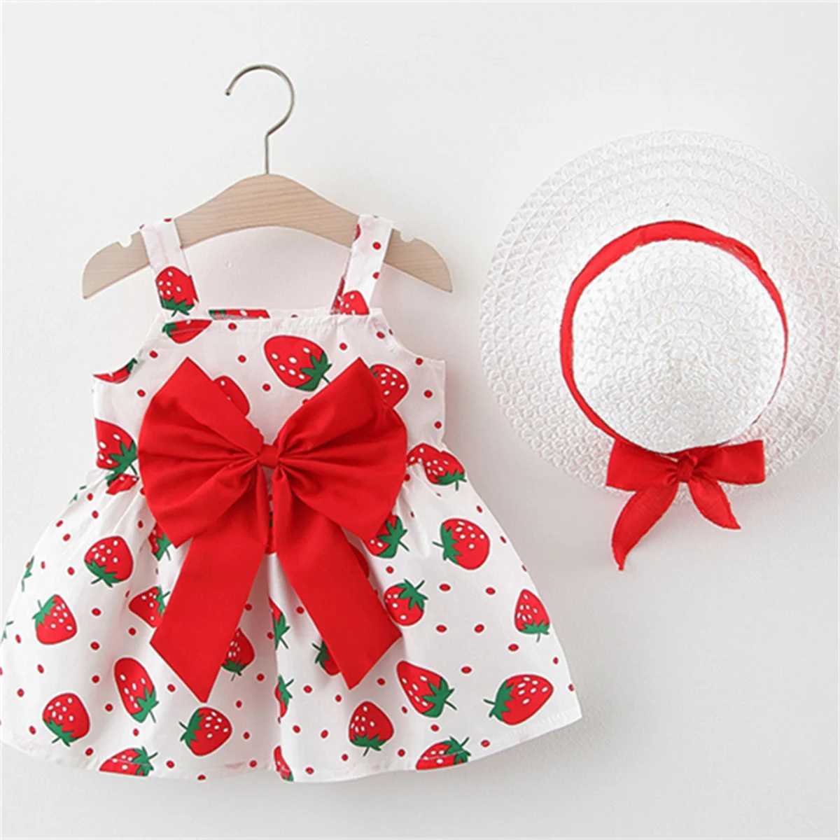 Summer New Girls Dress Baby Girl Dress Korean Version Floral Dress Baby Stylish Cotton Dress Bow Tie Hat Included X250528