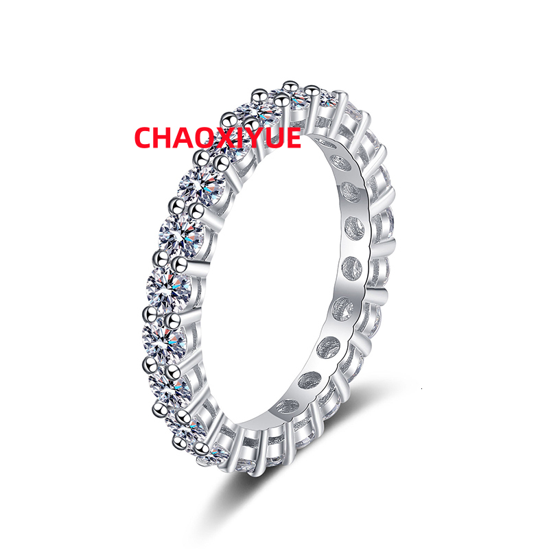 925 Sterling Silver Moissanite Ring for Womens Fashion Full Diamond Luxury Wedding Ring Fine Jewelry