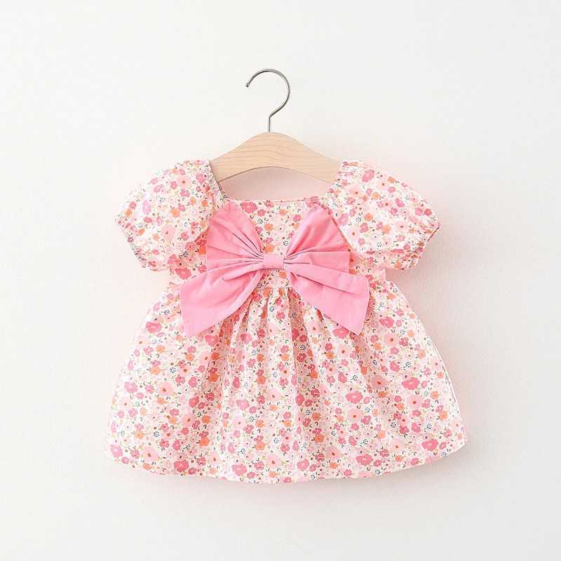 Childrens Clothing New Girls Short Sleeved Dress Childrens Solid Color Big Bow Summer Dress Baby Children Printed Princess Dr X250528