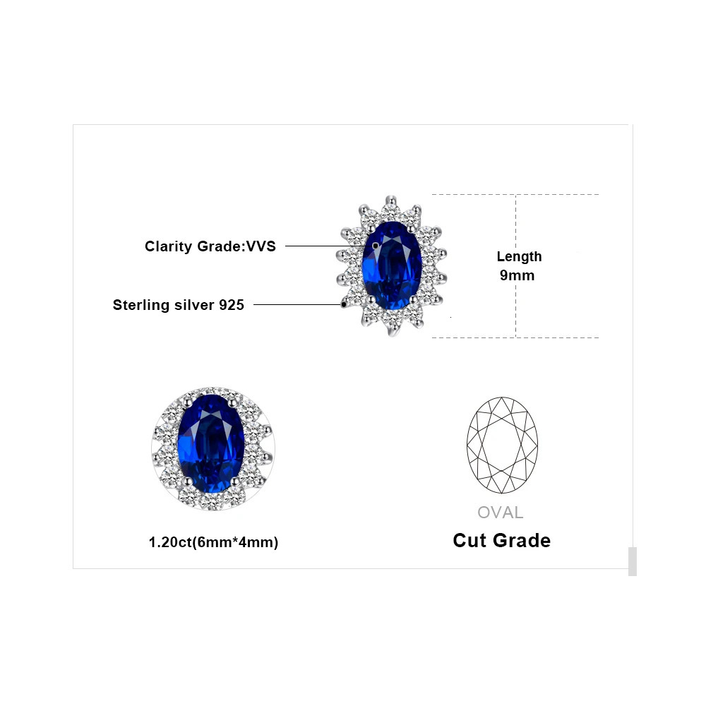 Jewelry Created Blue Sapphire Ruby 925 Sterling Silver Stud Earrings Natural Amethyst Garnet Peridot Topaz Princess Diana 250519