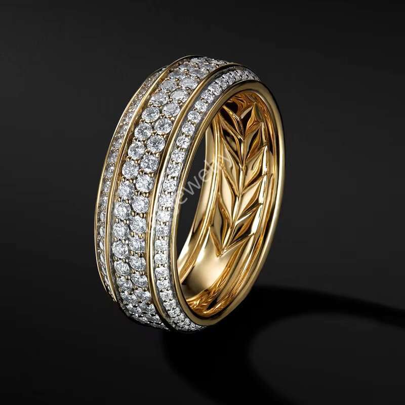 Luster Jewellery 10/14/18k Wedding Band Gold Mens Moissanite Ring