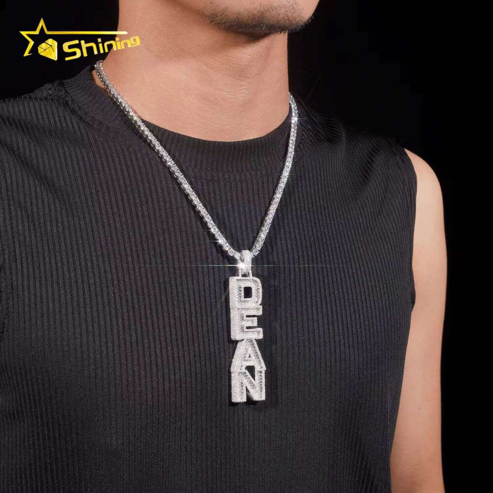 Hip Hop Jewelry Custom Made Gold Plated High Quality Iced Out Vvs Moissanite Pendant Name Letter Available