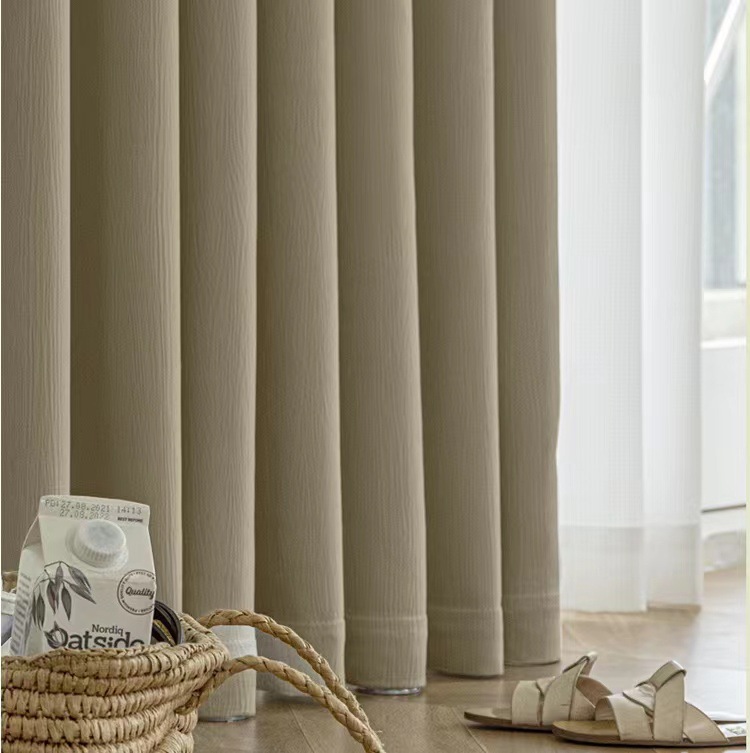 B22 new thick velvet expert chenille curtain cream color high light-shielding light luxury bedroom living room finished product sent to finalize