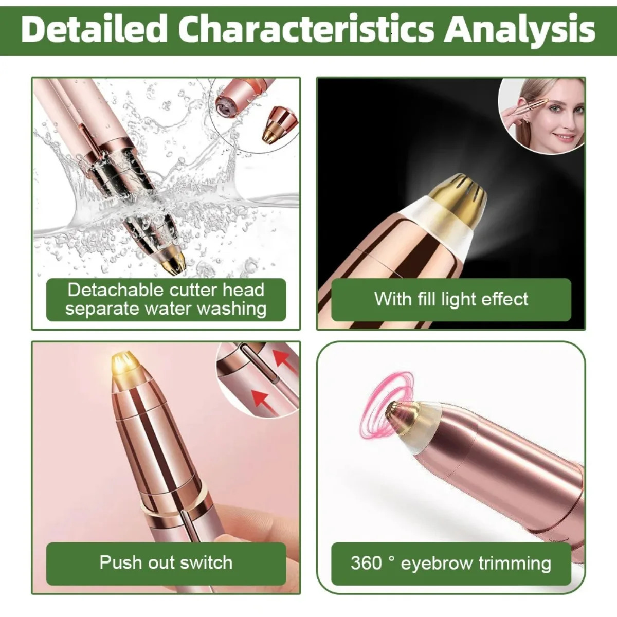 Mini Eyebrow Trimmer Multifunctional Hair Removal Safety Portable Electric Battery Automatic for Facia 250516