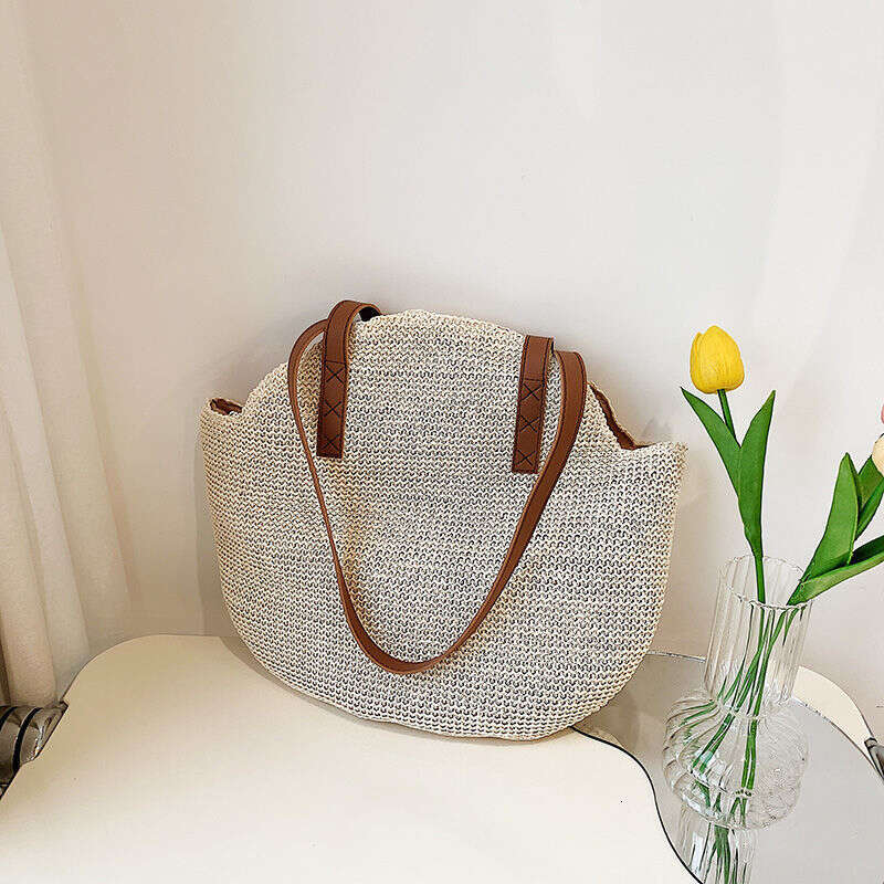 Woman bag Straw for Women 2025 beach bag straw bag New Summer Solid Color Simple Shoulder Woven Beach Vacation Casual Bag Trendy