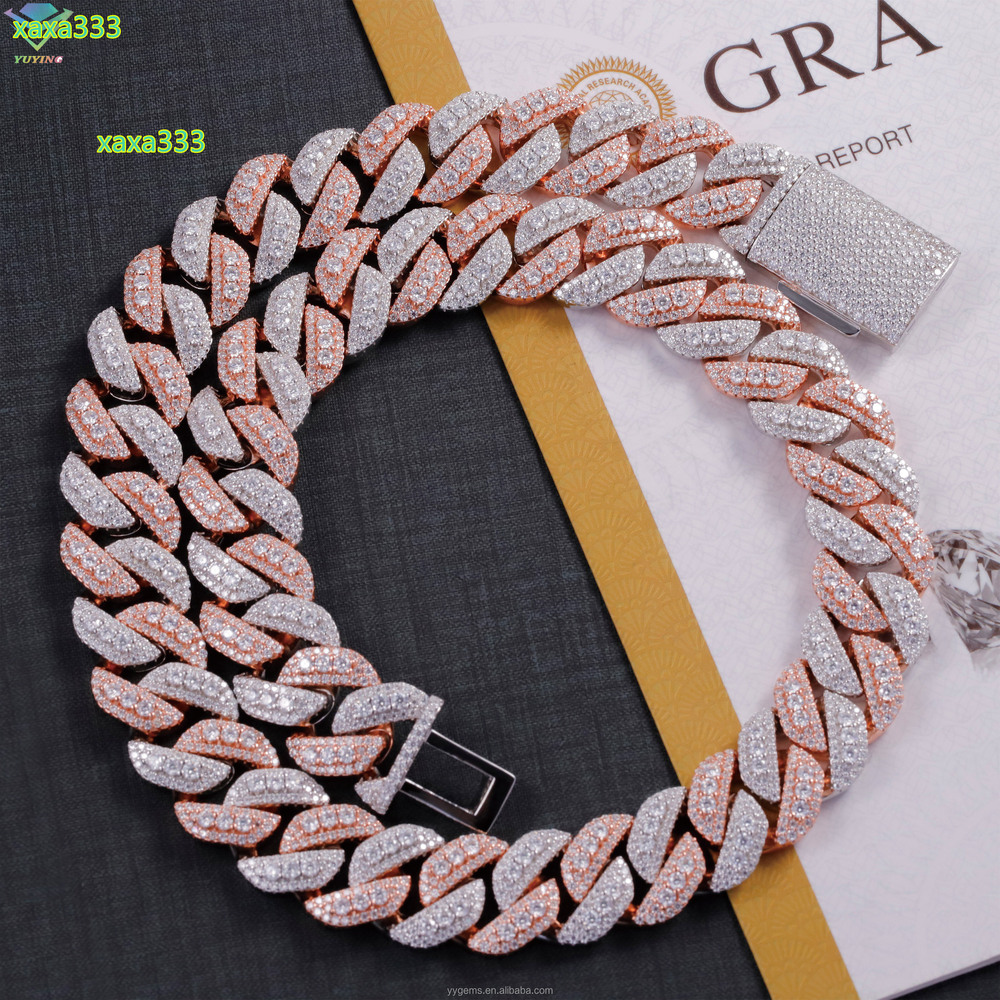 Hip Hop Chain 18mm Iced Out VVS Moissanite Diamond Necklace 925 Solid Silver Cuban Link Chain for Men