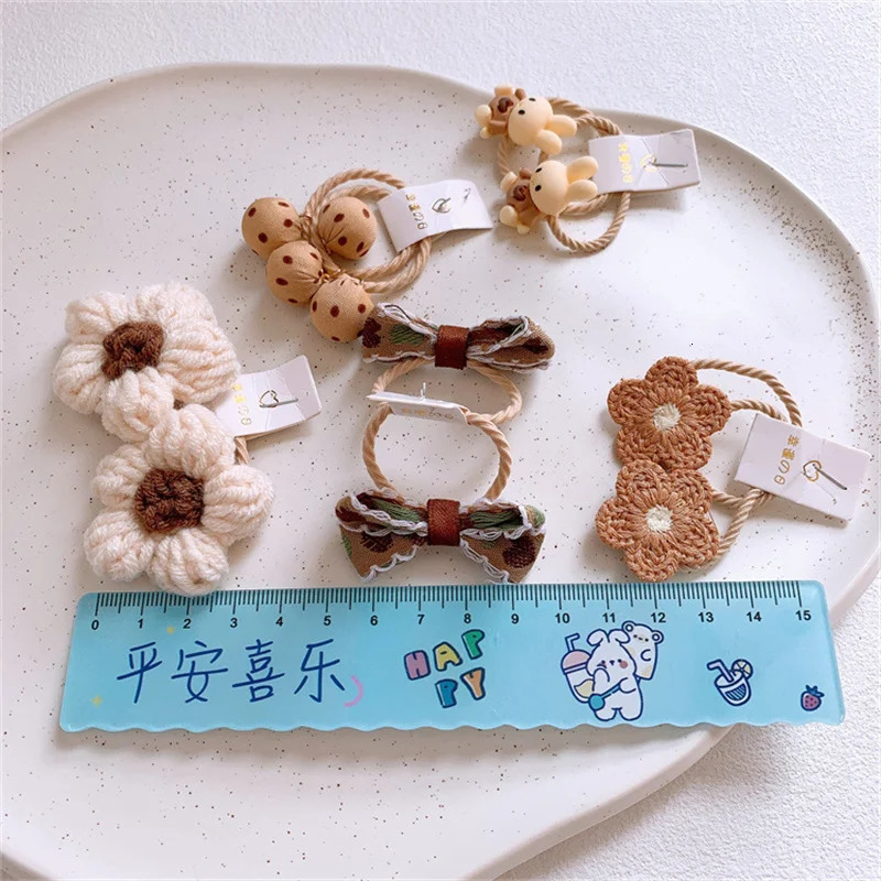 Cute Cartoon Flower Bow Children Small Scrunchie Baby Girl Kid Elastic Hair Rubber Band Accessories Tie Hair Ring Rope Headdress 250528