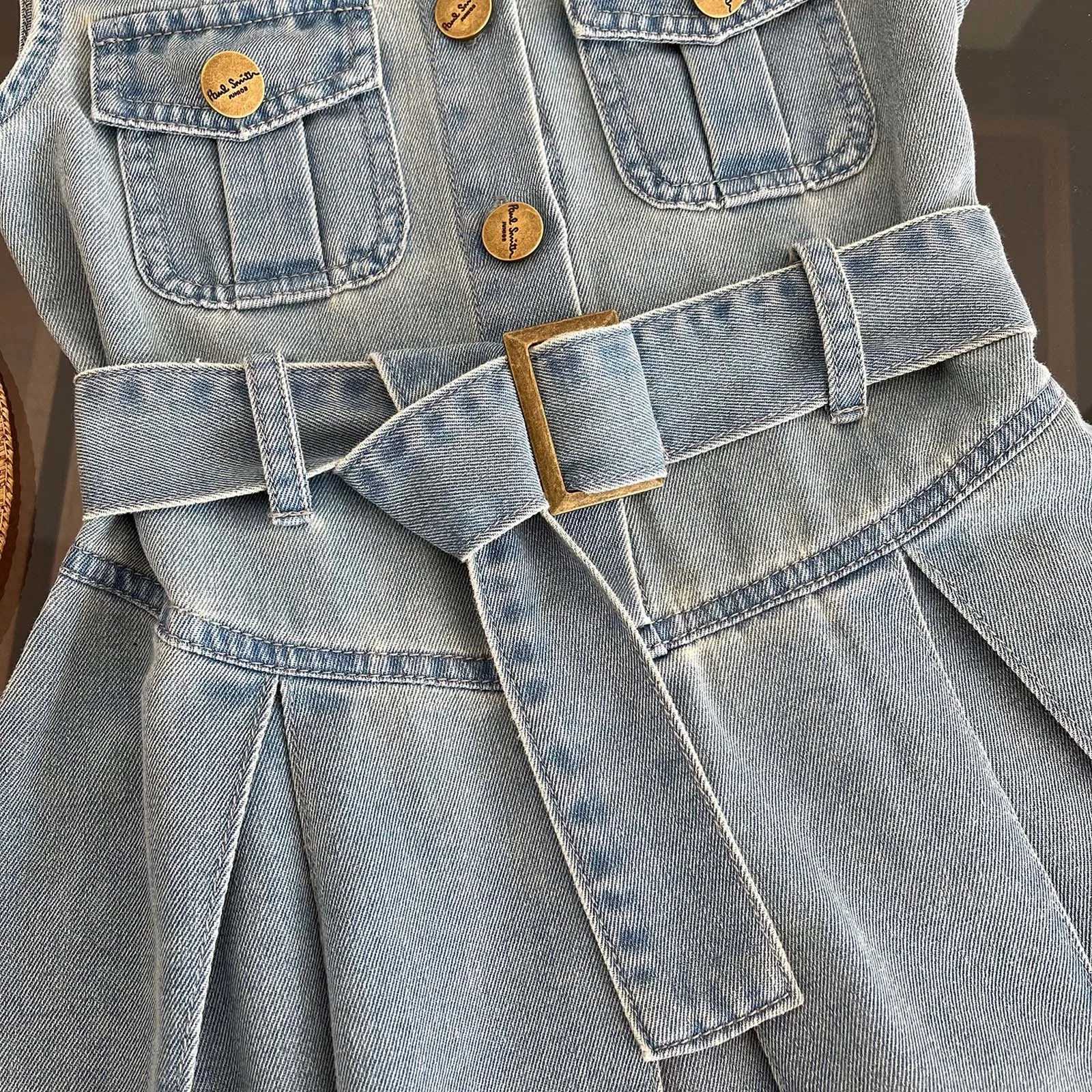 Girls Sleeveless Denim Dresses Summer Solid Color Children Casual Dress Kids Clothing 12months - 6 Years Jeans Dress X250528