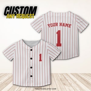 Custom Kids Youth Name and Number Pinstripe Baseball Jersey Sports Team Personalized Jersey Size 6 Month to 10 Years Made in USA B22