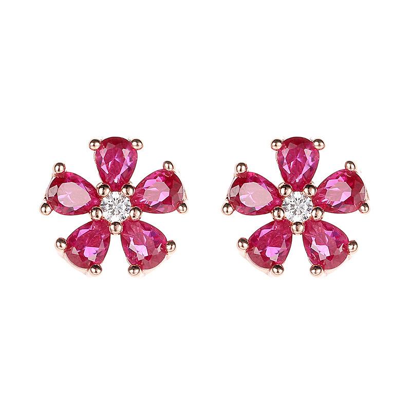 Elegant Statement Piece: Fashionable Rose-Toned Petal Shaped Gemstone Dangle Earrings