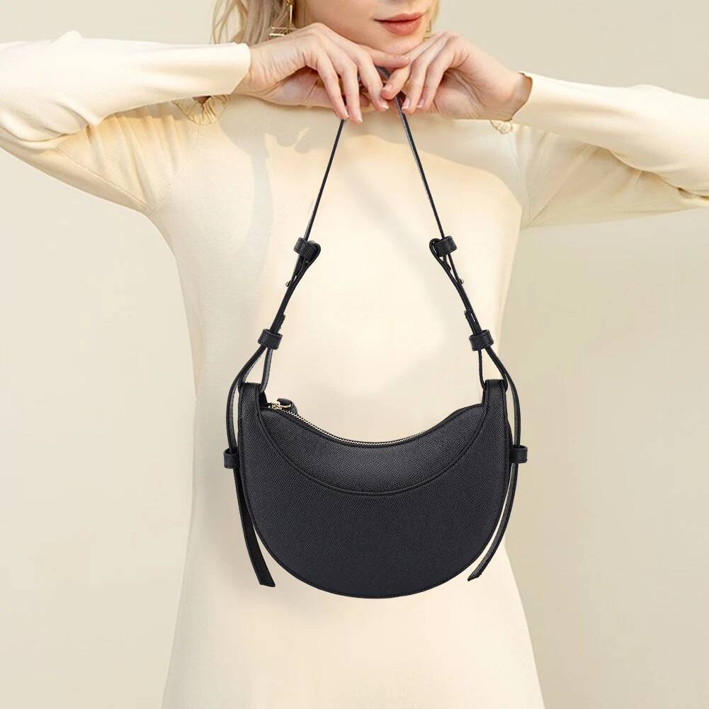 Fashion Armpit Bags for Women Solid Color Half Crescent PU Leather Purses and Handbags Designer Shoulder Small Hand Bag