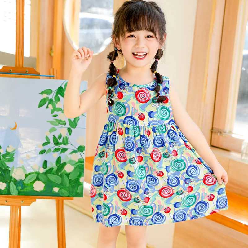 Summer Girl Dress Sleeveless Kids SundressPrinted Skirt Fashion Girls Clothing Beach Party Childrens Clothing Princess Dresses X250528