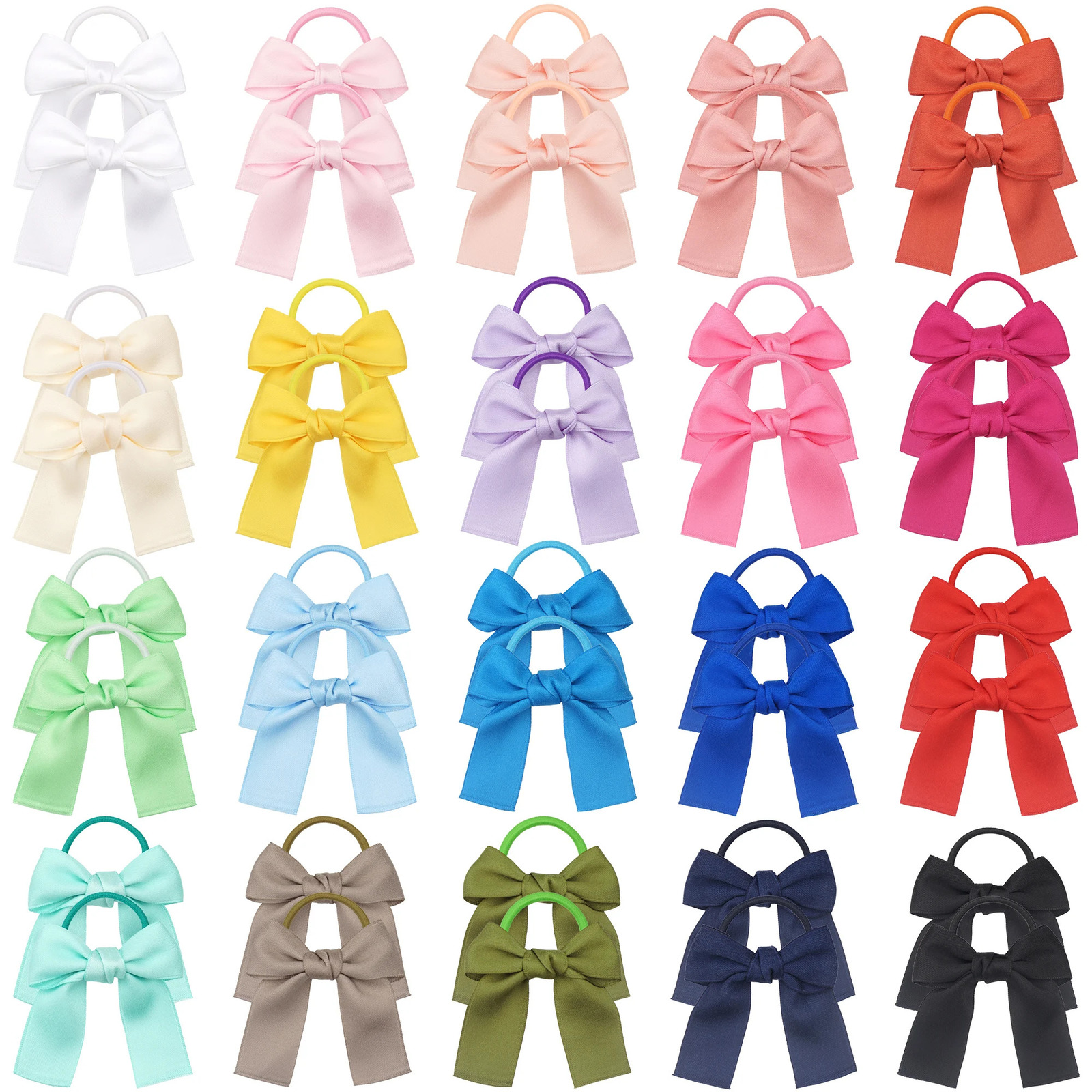 14Pcs Elastic band Hair bows for Baby girls Kids Rubber Bands Pigtail Ponytail Hair Bows Childrens hair accessories 250528