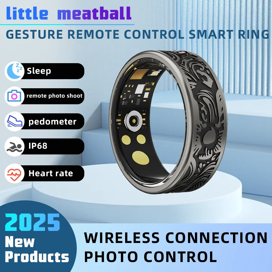 little meatball2025 Smart Ring Mens and Womens Heart Rate Oximetry Monitor IP68 Multi-Sport Mode for Android and i0s 250519