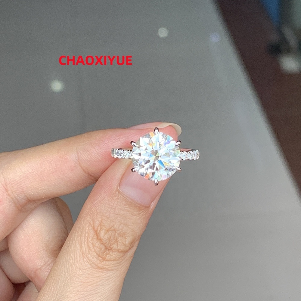 5ct Gold Ring D Color 10K Diamond Lab Moissnaite Rings Real Gold Engagement Band Eternity Ring