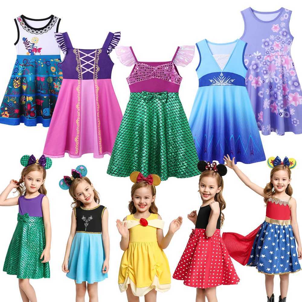 Summer Casual Dress for Girls Mermaid Dress One-Shoulder Sling Short Sleeve Cosplay Princess Costume Casual Vest 2-10 Years X250528