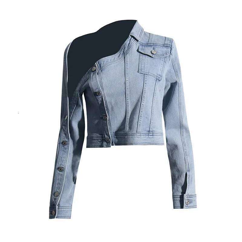 Women's Wear Trendy Design Sensibility Cropped Denim Jacket New Fashion Shoulder Top For Women Non-Regular Cut From China Mainland