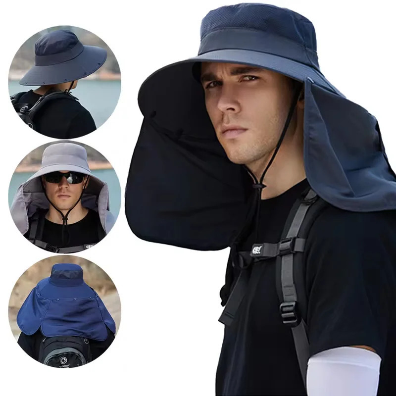 1/2/3PCS Summer Sunshade Fishing Cycling Cap Outdoor Sunscreen Face Covering Hat Oversized Brim Dual-purpose Fisherman Headwear 250523