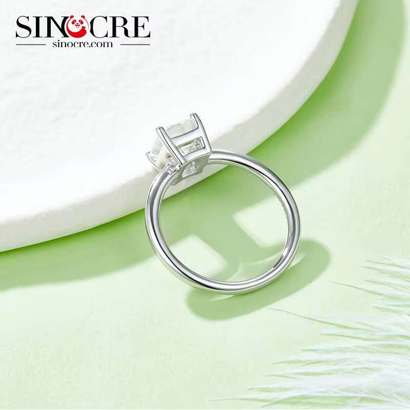 Classic 1ct 2ct 925 Sterling Silver D Vvs1 18k Emerald Cut Eternity Ring Moissanite Engagement Ring Emerald Cut for Men