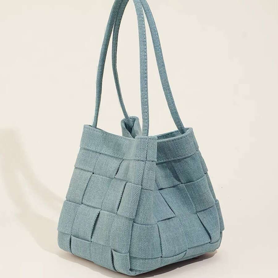 for Women New Niche Handwoven Tote Simple Fashion Canvas Bucket Denim Shoulder Crossbody Bag