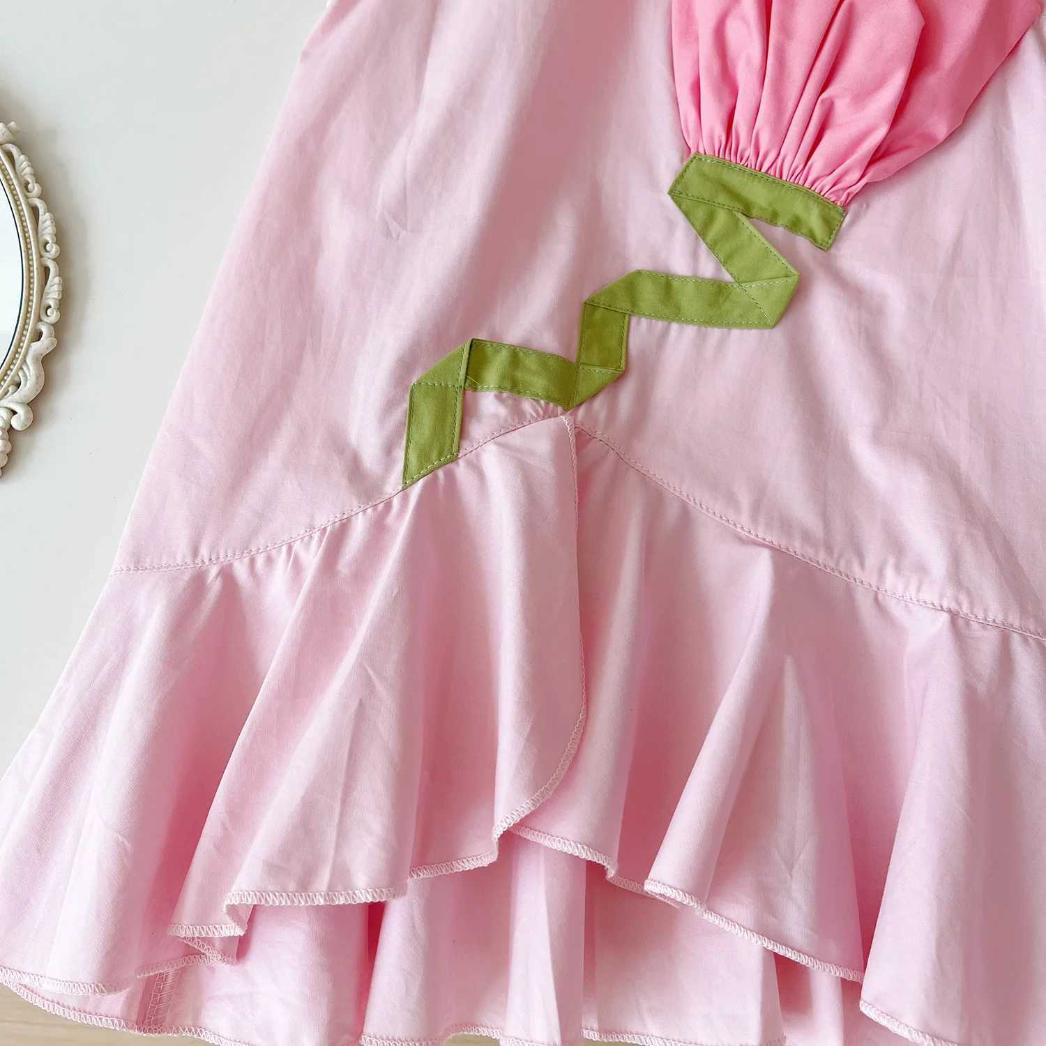 Girls Casual Dresses Rose Sleeveless Spliced Fishtail Dress Girls Clothes for 2 To 7 Years Kids Clothes Girls Dresses X250528