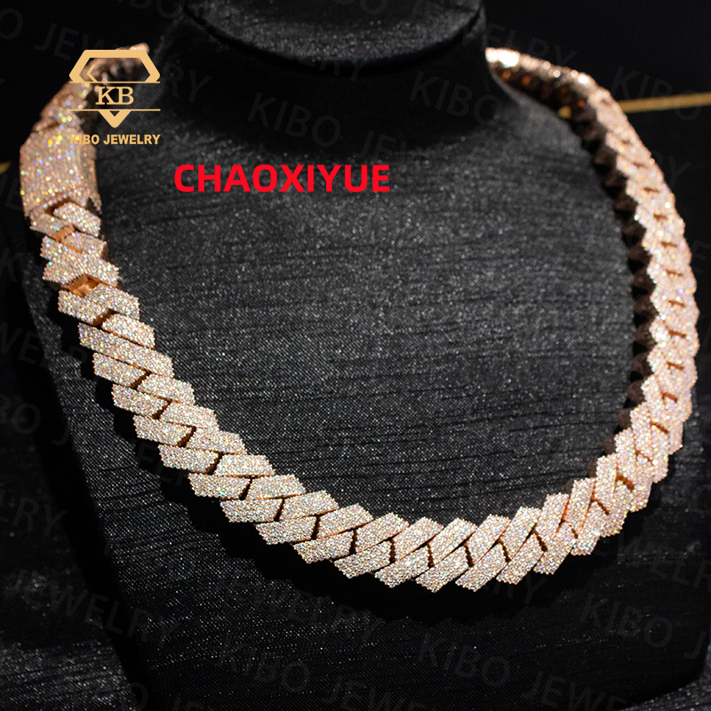 Real Lab Mossanite Diamond Jewelry Iced Out Necklace for Men Rapper 925 Sterling Silver Moissanite Cuban Chain