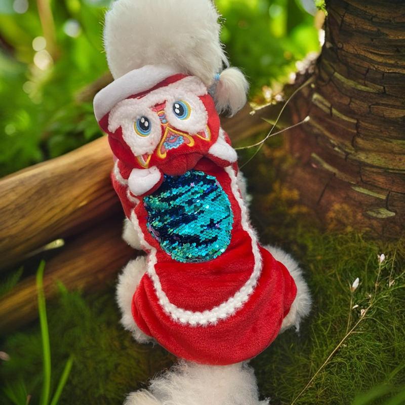 Pet clothing, lion dance sequins, four legged clothes