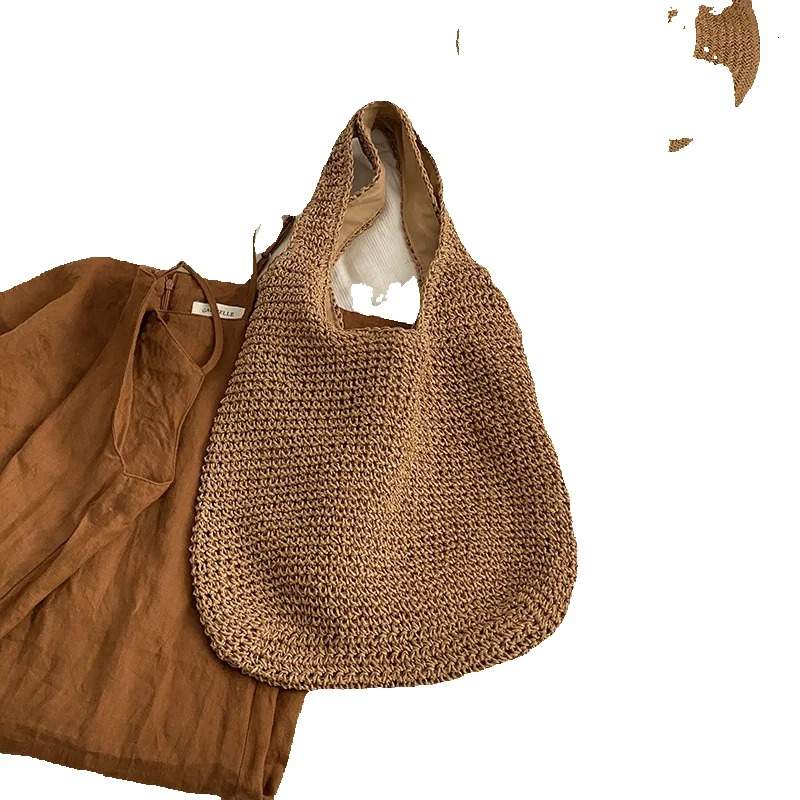 2025 new single shoulder large capacity crossbody designer women's summer canvas beach vacation bag woven bag