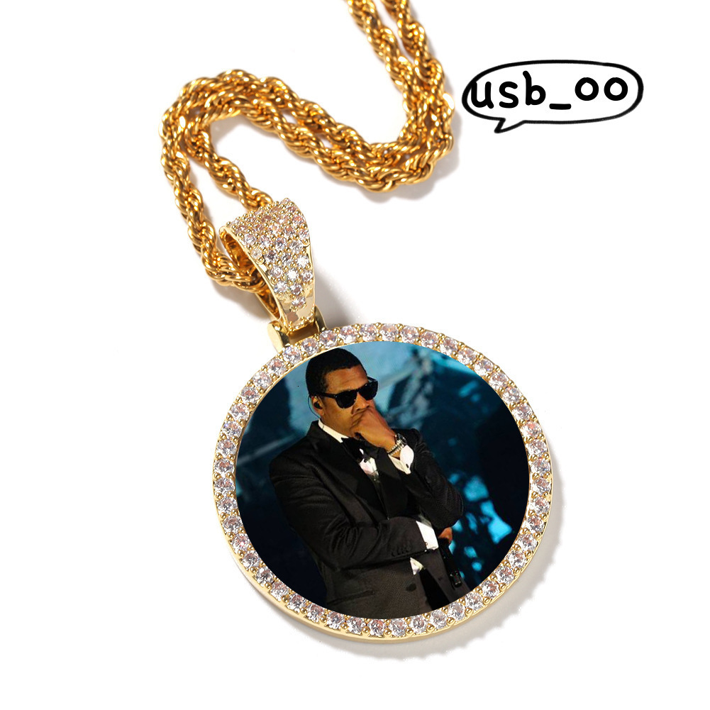 Custom photo style pendant Amoissanite pendant necklace Hip-hop jewelry gift Hip-hop style