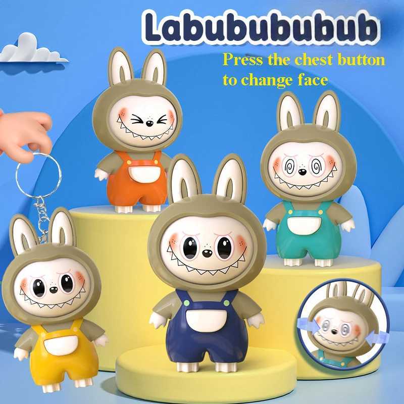 Labubu Face Changing Cartoon Keychain LABUBU Cloth Doll Bag Pendant Creative Ornament 3 Types of Facial Toys X250528