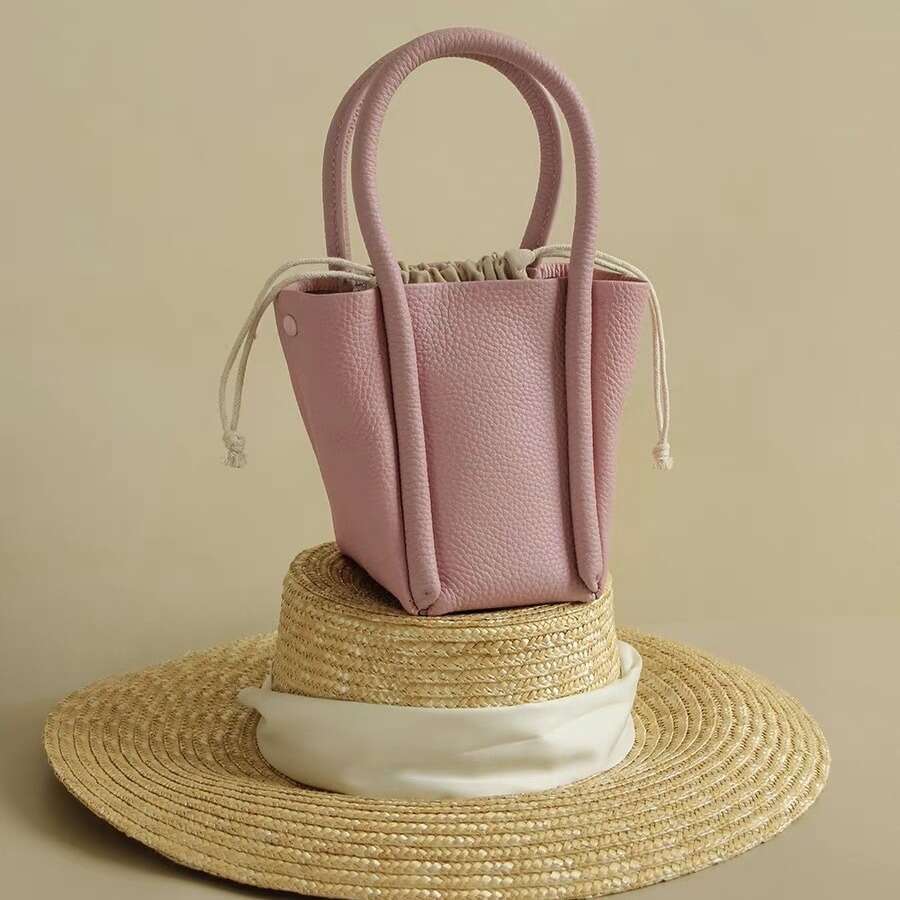 New Bucket Crossbody Bag, High-end Double Genuine Leather Handbag, Single Shoulder Women's Bag