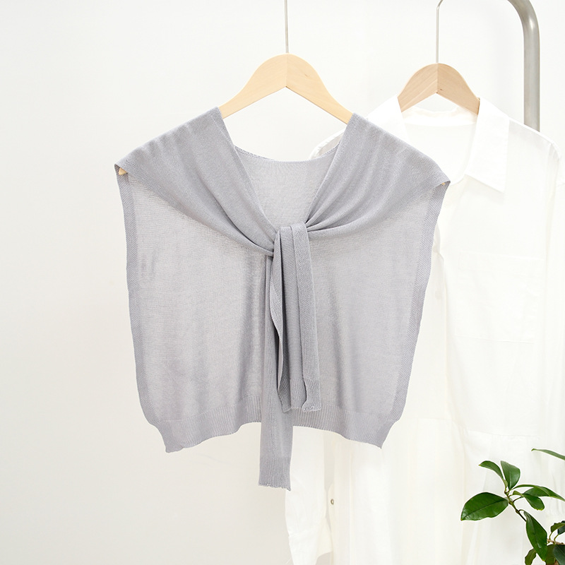 K857 Korean version factory direct sales pure color ice silk waistcoat thin style female net celebrity matching air-conditioned room office shawl fals