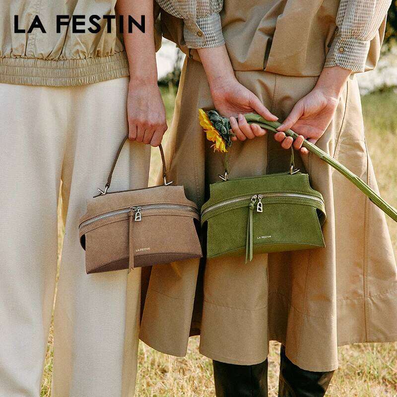 LA FESTIN Original Brand Women's bag 2025 New Green Shoulder Crossbody Suede Handbag Designer Leather Bag