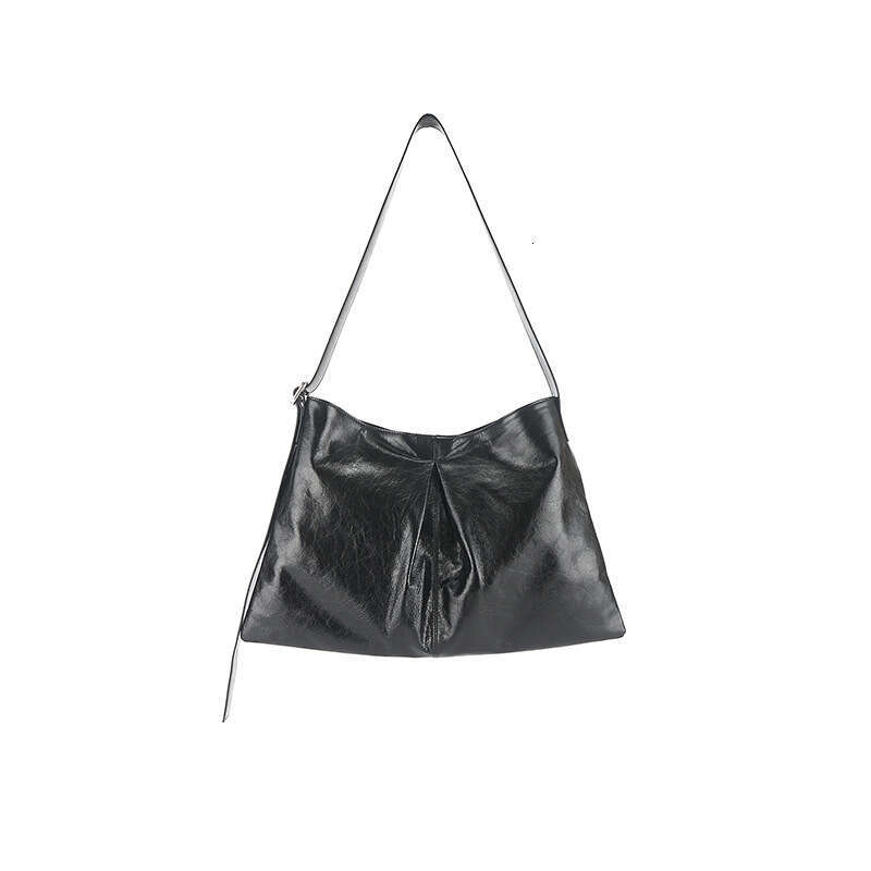 Autumn Winter New Large Capacity Tote Commuter Versatile Simple Underarm Top Layer Oil Wax Genuine Leather Women's Bag