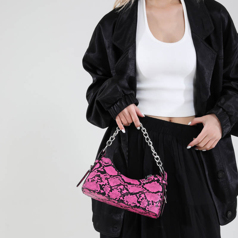 New fashionable women's bag niche high-end texture fashion versatile shoulder bag snake skin pattern retro designer chain handbag single shoulder