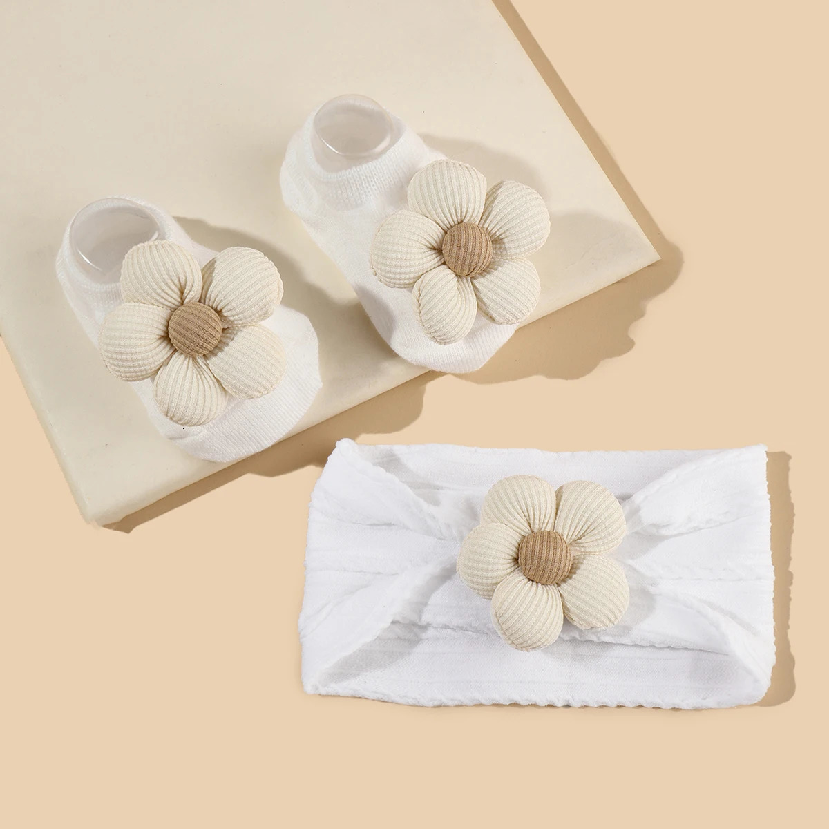 2 Pcs/Set Baby Girls Headband Socks Set born Girls Cute Flowers Toddler Princess Sock Autumn Infant Hair Accessories Gift 250528