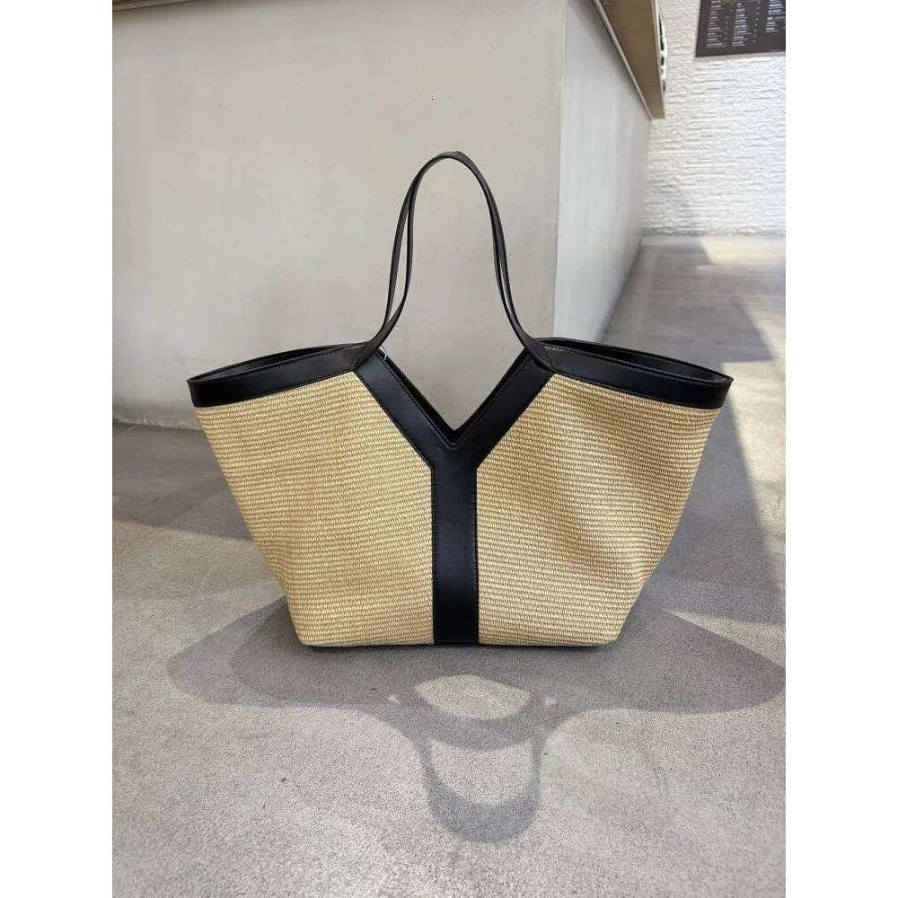 Vintage Ladies Designer Mixed Colors Stripe Straw Beach High Capacity Bucket Totes Women Casual Handbag Shoulder Bag